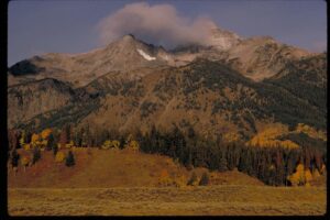 The Teton Range in autumn in Grand Teton National Park, Wyoming.